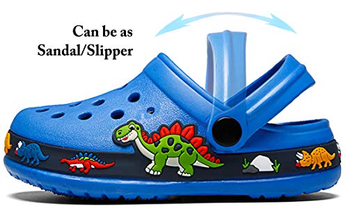 Folhaoth Little Kids Clogs Cute Cartoon Boys Girls Garden Clogs Toddlers Non-Slip Breathable Slides Sandals Children Lightweight Slip-On Beach Pool Shower Slippers Skyblue #TOP3