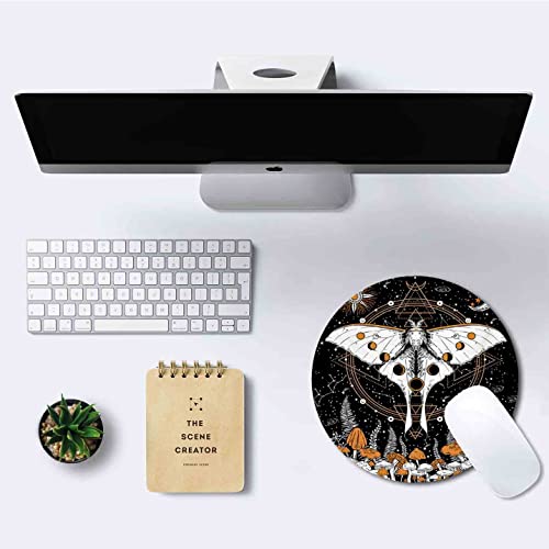 Imayondia Mushroom Butterfly Art Round Mouse Pad, Goth Mousepad Small, Circular Decor Mouse Pad, Personalized Design Mouse Pad Non-Slip Rubber Base Mousepad For Laptop Computer #TOP5