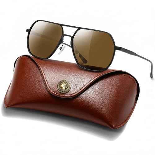 Image of SUNGAIT AI-Mg Polygon Aviator Sunglasses for Men Polarized Trendy Square Sun Glasses Retro Pilot Shades UV Protection