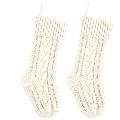 Kunyida 18 Inches Ivory Knit Christmas Stockings...
