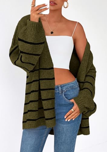 Image of PRETTYGARDEN Womens Oversized Cardigan Sweaters 2026 Fall Long Lantern Sleeve Knit Open Front Lightweight Sweater