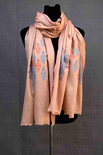 Pure Pashmina Sozni Scarf, Made in Kashmir, 28x80