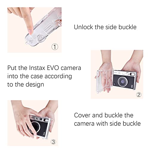 Rieibi Instax Mini Evo Case Clear - Crystal Pvc Protective Case For Fuji Instax Mini Evo Camera - Hard Carrying Case With Removable Shoulder Strap -Transparent #TOP7