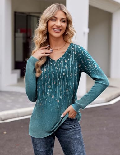 Zeagoo Womens Long Sleeve T Shirts V Neck Soft Basic Tee Loose Fit Casual Tops Fall Fashion2