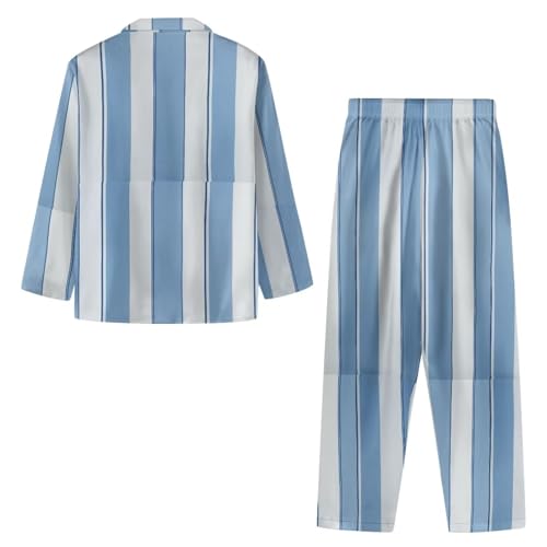Modysero Long Sleeve Unisex Pajama Sets Comfy Soft Button Down Collar Neck 2 Piece Sleepwear with Pocket2