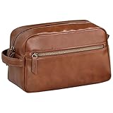 Generic Neceser de piel sintética para hombre, bolsa de viaje marrón con múltiples compartimentos, 9.8 x 4.1 x 5.7 pulgadas, para negocios y uso diario