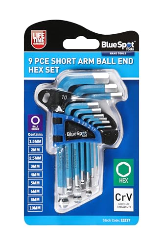 Image of Blue Spot Tools 15317 9 PCE Short Arm Ball End Hex Key Set (1.5MM - 10MM)