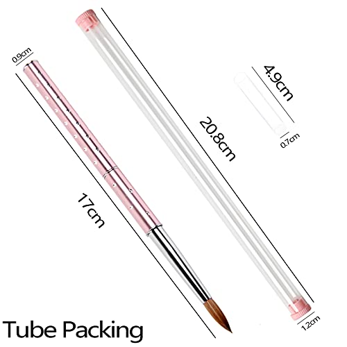 1 Stück Acryl Nail art Pinsel Rosa Metallgriff mit Diamant Professionelle Kolinsky Sable Haar Nagel Werkzeug # 8 – Bild 8