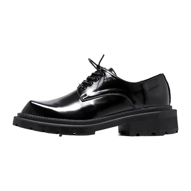 Men's Oxford Leather Shoes, Classic Leather Platform Derby Shoes, Thick Heel, Lug Sole, Non-Slip and wear-Resistant, Suitable for Office, Business, Leisure