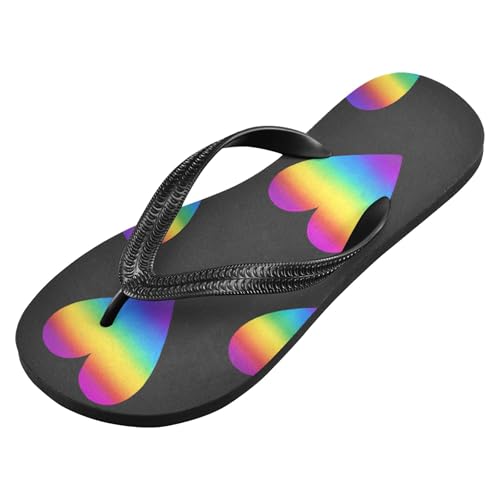 Burbuja Multicolor Hearts Flip Flops for Women Men, Soft Thong Sandals Rubber Slippers for Pool Beach Essentials2