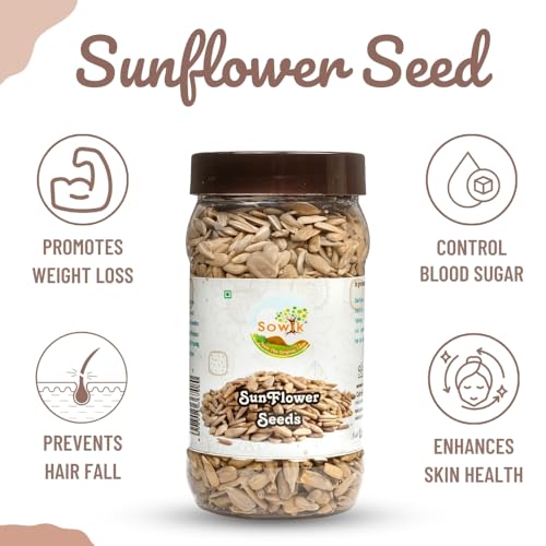 Image of Sowik Raw Sunflower Seeds 200g (Pack of 1) | Unsalted Unroasted Whole Seeds | Plant Based Fiber Rich Food | Healthy Snack, Weight Management | Vegan Friendly Ingredient for Cooking & Snacking