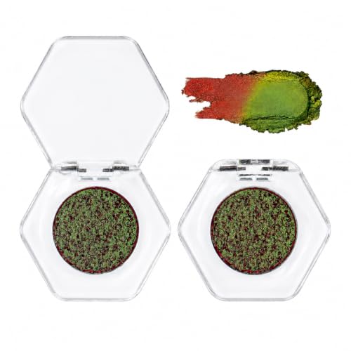 Image of Colour-Shifting Pressed Eyeshadow, Green and Red Metallic Finish, 2-Pack