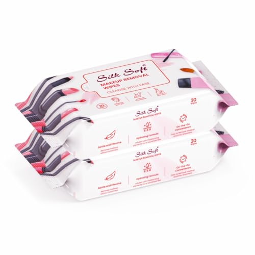 Image of Makeup Remover Wipes - 60 Wipes (Pack of 2 x 30) | Ultra-Soft & Skin-Friendly | Gently Removes Waterproof Makeup | Alcohol-Free