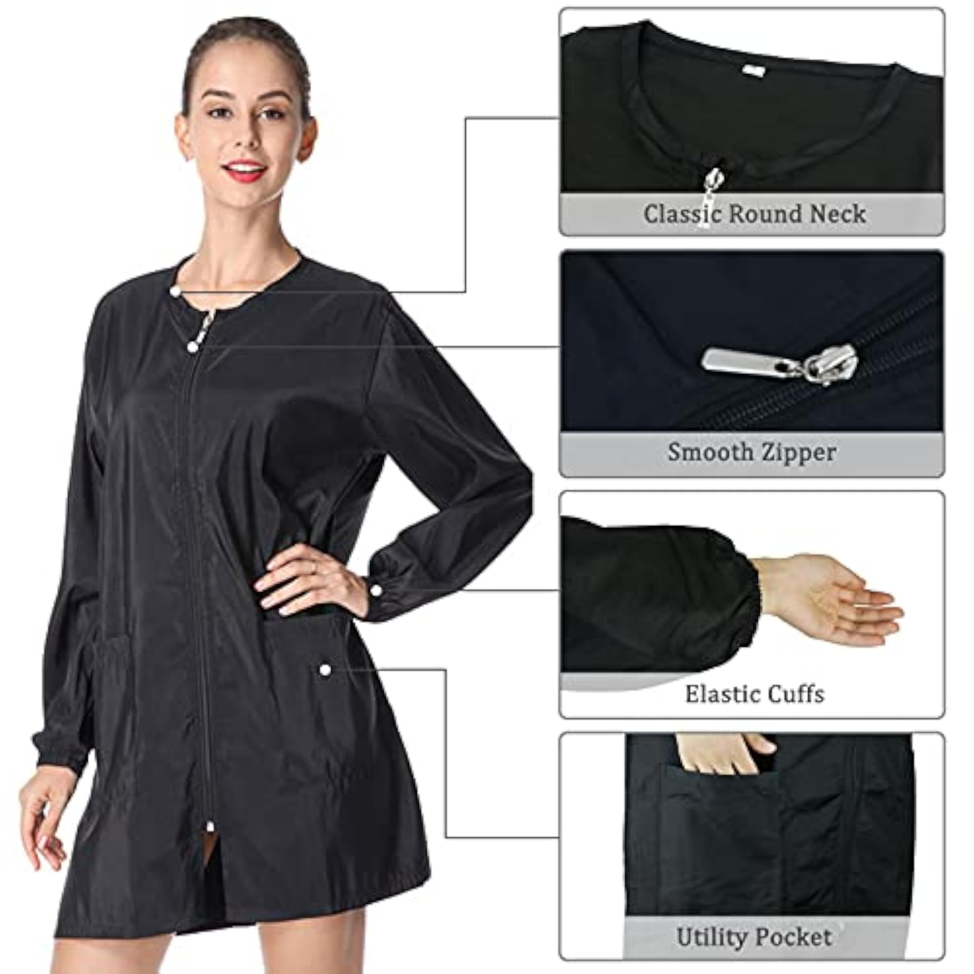 Professional Stylist Waterproof Salon Smock Cape, Black