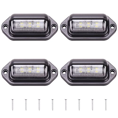Kinstecks 4PCS Luz de matrícula Lámpara de matrícula Luz trasera 12V-24V para camión SUV Remolque Van RV Barcos-Blanco