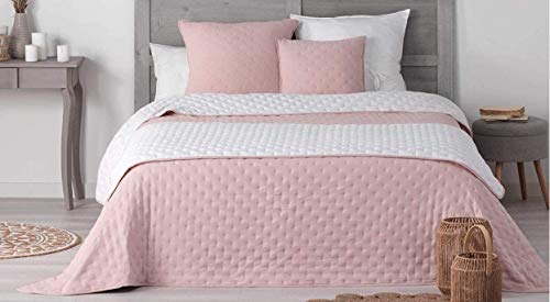 Wendbar tagesdecke, gesteppt, 240 x 260 cm, 100 % Polyester, 3, Mellow Chic (Rosa / Weiß) Cover