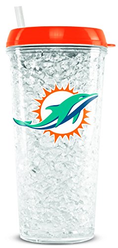 NFL Miami Dolphins 16oz Crystal Freezer Tumbler with Lid and Straw