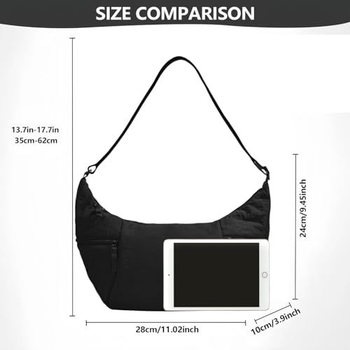 Lightweight Nylon Crossbody Bag for Women Large Crescent Crossbody Bag with Adjustable Strap Slouchy Hobo for Everyday Carry3