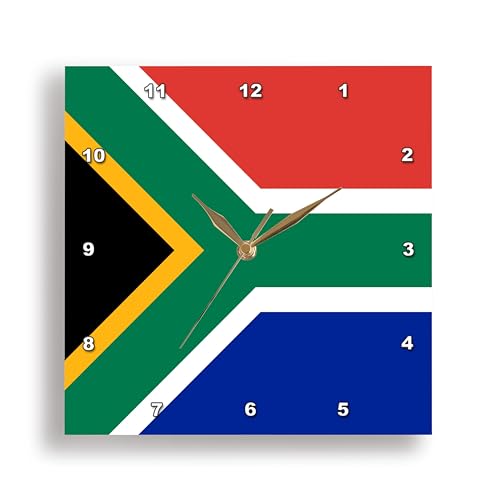 3dRose DPP_158432_2 Flag of South Africa Colorful Red Green Blue Black White Yellow Multicolor African World Souvenir Wall Clock, 13 by 13-Inch