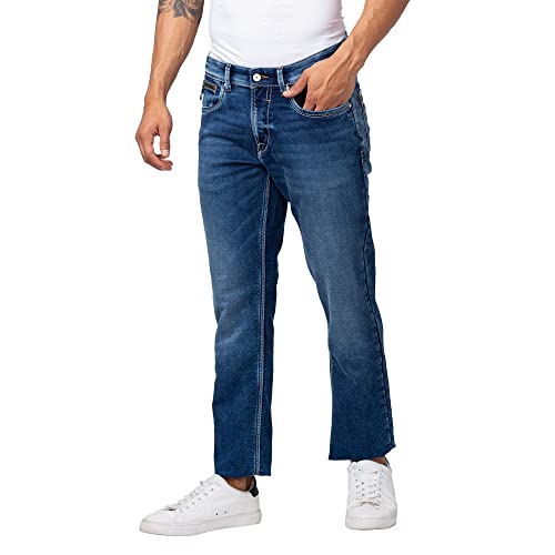 Image of Spykar Men's Regular Fit Mid Rise Cotton Narrow Length Jeans (Rover)