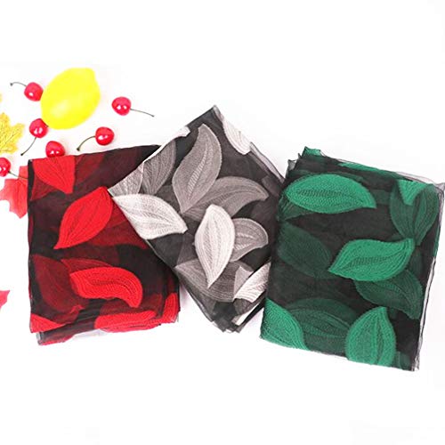 Lenço feminino KesYOO com estampa de folhas de seda e lenço longo de chiffon para uso ao ar livre, v