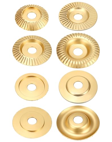 QWORK® 4 Stück Holzschleifscheibe Winkelschleifer, Innendurchmesser 22.2 mm für Winkelschleifer, Ideal zum Holzformen, Schnitzen und Polieren