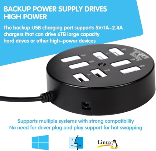 Image of 8 Port USB Hub 2.0 for Laptop PC I Play and Plug I 8 in 1 Docking Station /Hub for Universally Compatible with All USB, PC, Speaker, Laptop, Hard Drive Support Windows, Linux