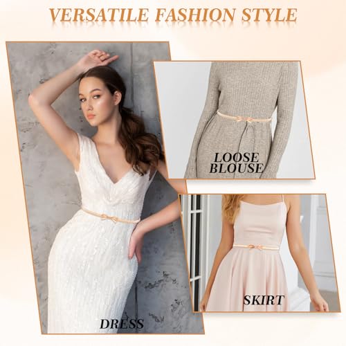Gold Chain Belt Woman Skinny Metal Belts Adjustable Gold Waist Belt Chains for Women with Bow-Knot for Dresses and Jeans2
