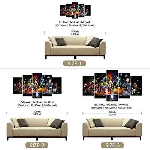 Kaixuanart Wars On The Star Posters 5 Panels Classic Movie Scenes Canvas Wall Decor Characters Art Prints Paintings Gifts For Living Room Bedroom Ready To Hang (8X14Inx2 8X18Inx2 8X22Inx1, Poster-6) #TOP4