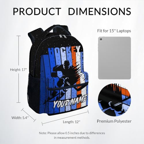 UNIKITTY Boys Bookbag - Personalized School Backpack - Hockey Backpack - Ice Hockey Back Pack for Adults Men - 17 Inch Custom Kids Sport Theme Schoolbag4