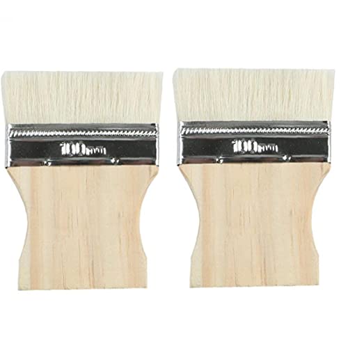 Haowul 2pcs Brosse De Laine À Poignée en Bois pour Aquarelle Murale en Acrylique Peinture À l'huile Pinceau À Maison