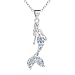 KINGSIN Girl Mermaid Pendant Silver Necklace Jewelry for Little Girls Kids Women Christmas Birthday with Bag Crystal Diamond Mermaid Necklace Pendant