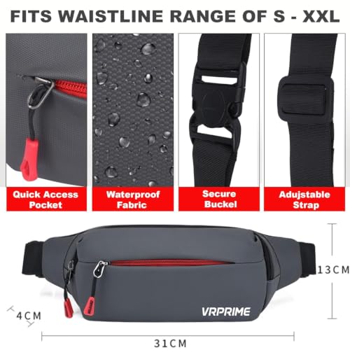 Image of Waist Bag for Men (Grey) | Fanny Waist Pouch Pack, Travel Side Sling, Running & Riding a Bike