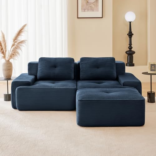 Image of Corduroy Modular Sectional Sofa, Oversized Cloud Couches for Living Room