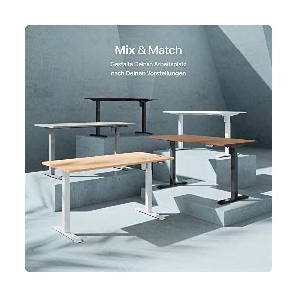Desktronic Höhenverstellbarer Schreibtisch (120x60 cm) - Sitz- & Stehpult mit Ladebuchsen - Schreibtisch… – Bild 8