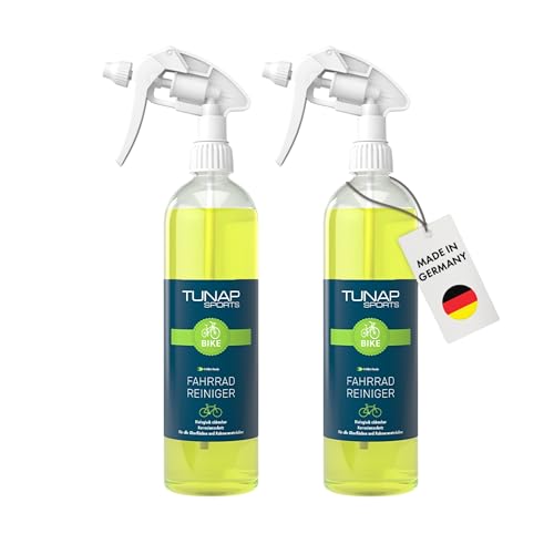 TUNAP SPORTS Fahrradreiniger 2x 1L – E-Bike Ready | Im 2er Vorteilspack | Schonende Allroundreinigung für jedes Bike | Entfernt Schlamm, Ölfilm & Staub mühelos | Made in Germany