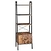 VASAGLE Standregal, Leiterregal, Bücherregal mit Schrank, Wohnzimmerregal, 4 Ablagen, stabiles Eisengestell, Schlafzimmer, Büro, 56 x 34 x 173 cm, Industrie-Design, Vintage, Dunkelbraun LLS47BX
