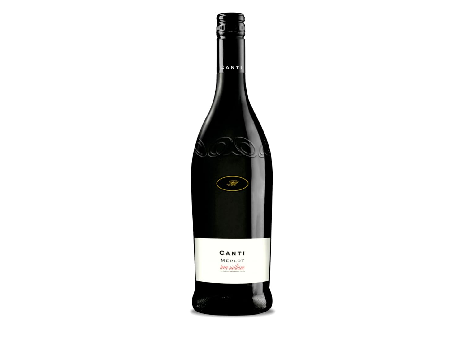 Canti - Merlot Terre Siciliane I.G.T., Vin Rouge Italien Sec Sicilien, Saveur Ronde avec un Goût Fruité et des Notes de Chocolat Noir, 6x750 ml