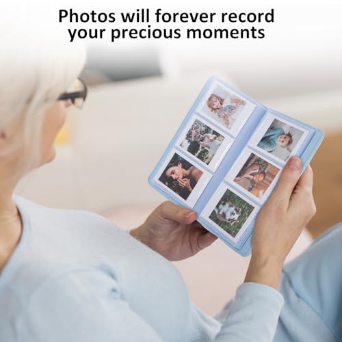 HIYQIN 108 Pockets Photo Album for Fuji Instax Mini Film/Polaroid 3-inch Pictures, PU Leather Cover Photo Book for Instax Mini 12 11 9 41 EVO Liplay Instant Camera - Blue - Image 3