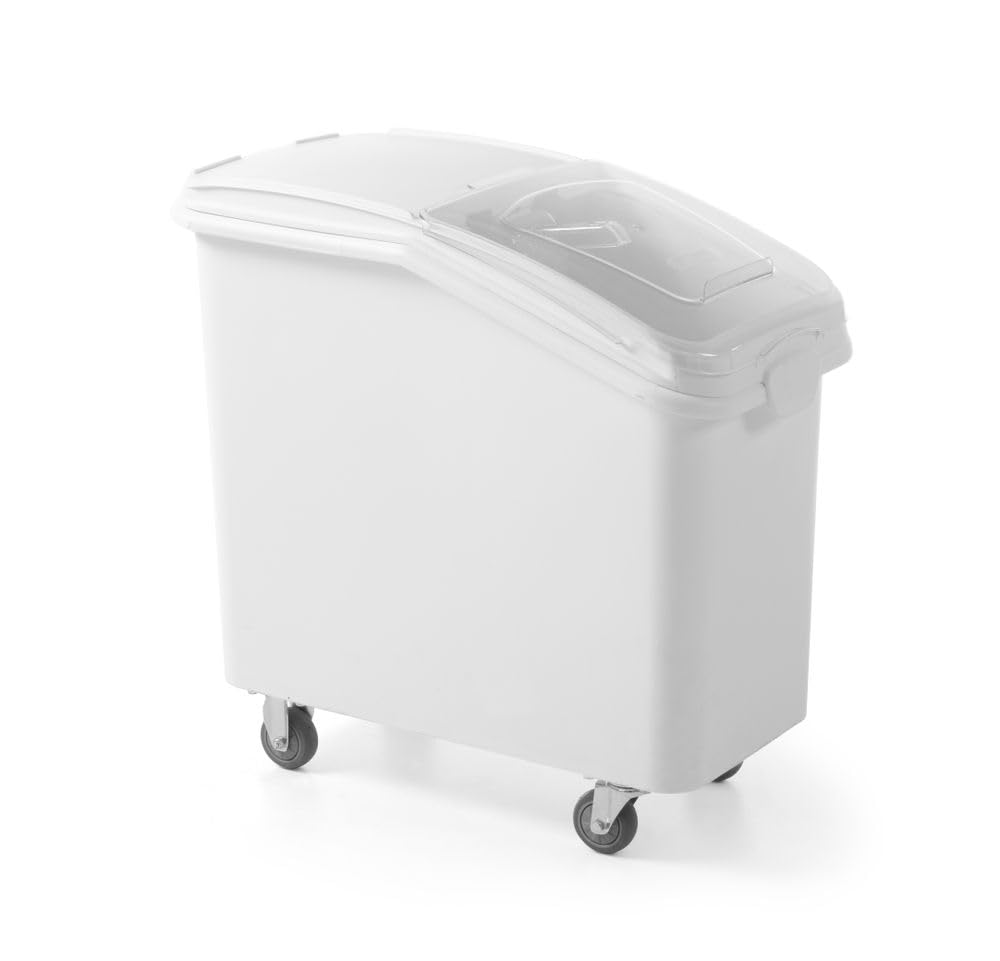 HENDI Carro de Ingredientes, AmerBox, contenedor para almacenar Alimentos Secos, Carro transportador de harina, azúcar, Sal, Granos, arroz, 102L, 600x720x(H) 700mm, Blanco, Polipropileno