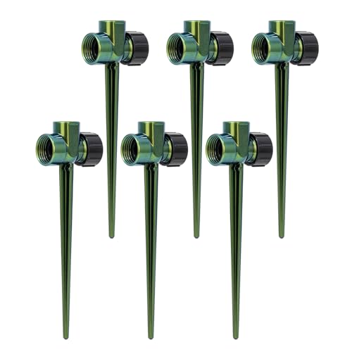 RESTMO Sprinkler Stake 6 Pack Zinc Alloy Lawn Sprinkler Spike Base
