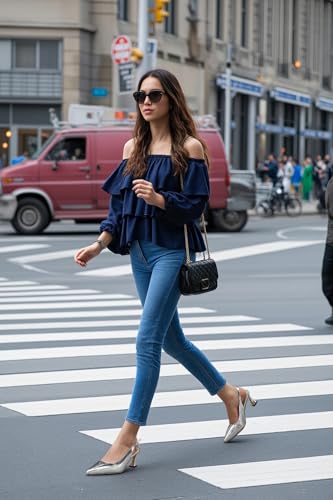 TNYNFBEB Womens Kitten Heel Pointed Toe Pumps Beaded Slingback Slip-on Buckle Prom Party Dress Basic Classic Patent Leather 2.6 Inches Heels4