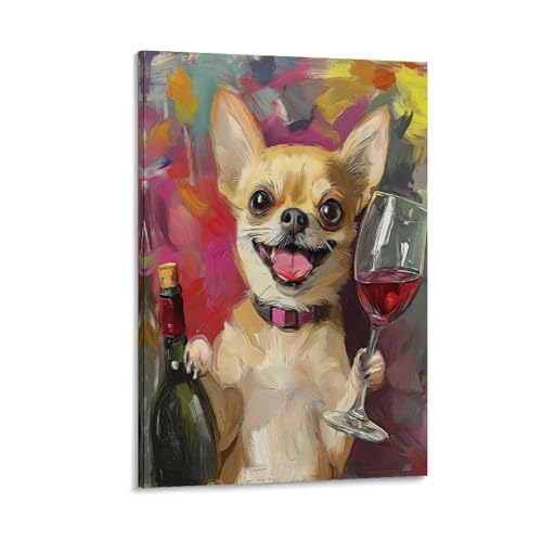 Décoration murale Chihuahua en toile pour chambre et bureau chaleureux