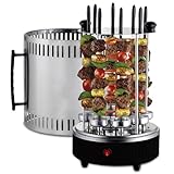 1200W Grill Kebab Vertical Électrique, BBQ Intérieur sans Fumée Rotation 360° avec 8 Brochettes, Rôtissoire en Acier Inoxydable pour Maison, Jardin, Fête Et Camping