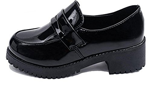 Ace Shock Women's Lolita Low Top Japanese Students Maid Uniform Dress Shoes (8) Black #TOP2