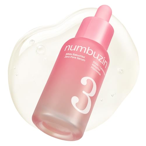 numbuzin No.3 Bifida Bakuchiol Zero Pore Serum - Pore Minimizing & Tightening Texture Smoothing Helps Even Skin Tone with Kojic Acid Gentle Retinol Alternative for Sensitive Skin 1.01 fl oz