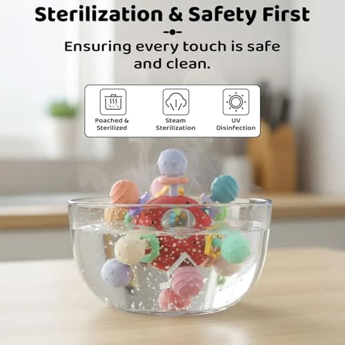 Image of StarAndDaisy Soft Baby Teether and Teeth Rattle Ball Toys for Infants & Toddlers (MBall Teether SkyBlue)