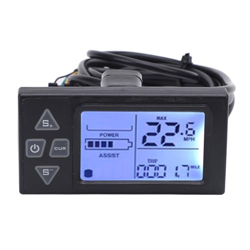 LCD Display Meter, ABS Backlight Speed Indicator for 22.2mm Handlebars for Electric Bike Electric Scooter