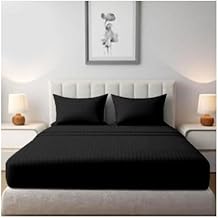 طقم ملاية باستيك سترايبد، ملاية + كيس مخدة 45 * 65 سم، أسود 100 * 200 سم