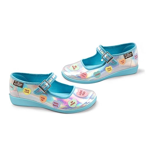Image of Hot Chocolate Design Chocolaticas Funky Canvas Women's Mary Jane Flat Shoes, Sweet Heart, 6 UK